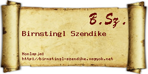 Birnstingl Szendike névjegykártya